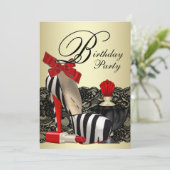 赤いシマウマのハイヒール靴のパーティー 赤いシマウマのパーティー 招待状 (スタンド正面)