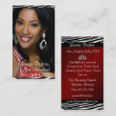 赤いシマウマのプリントのページェントの名刺(縦) 名刺 (正面/裏面)