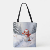 赤いシャベルの雪だるま トートバッグ (裏面)