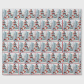 赤いシャベルを持つ雪だるま ラッピングペーパー (フラット)