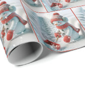 赤いシャベルを持つ雪だるま ラッピングペーパー (ロールコーナー)