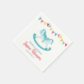 赤いシャワーアクア赤いロッキングホース名 スタンダードカクテルナプキン (角)