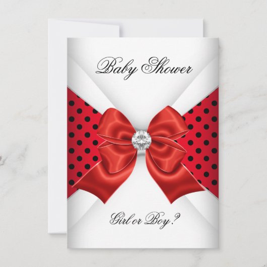 赤いシャワー性別が赤い白黒点を明らかにする 招待状 (正面)