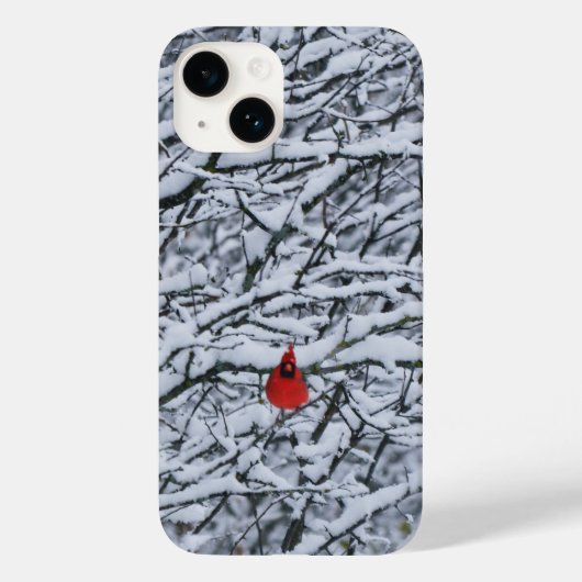 赤いショウジョウコウカンチョウの鳥の冬の雪の電話ケースアート Case-Mate iPhoneケース (裏面)