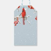 赤いショウジョウコウカンチョウ 鳥 木 雪 クリスマス ギフトタグ (裏面)