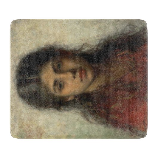 赤いショールを着た少女(Alexei Harlamoff) カッティングボード (正面)