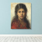 赤いショールを着た少女(Alexei Harlamoff) キャンバスプリント (インサイチュ (ウッドフロア))