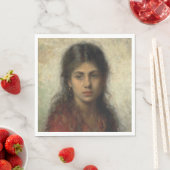 赤いショールを着た少女(Alexei Harlamoff) スタンダードランチョンナプキン (インサイチュ)