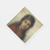 赤いショールを着た少女(Alexei Harlamoff) スタンダードランチョンナプキン (角)