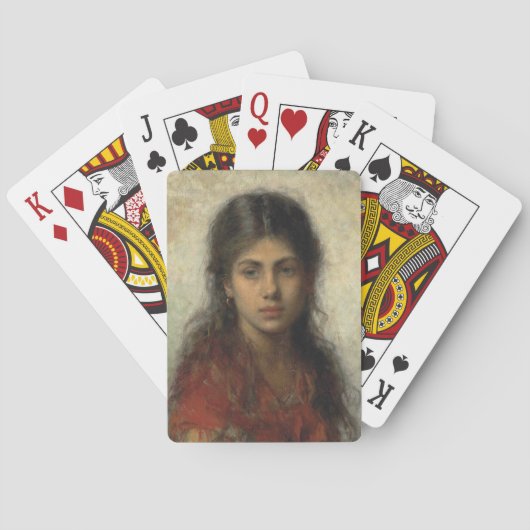 赤いショールを着た少女(Alexei Harlamoff) トランプ (裏面)