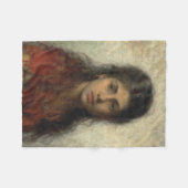 赤いショールを着た少女(Alexei Harlamoff) フリースブランケット (正面(横))