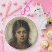 赤いショールを着た少女(Alexei Harlamoff) ペーパープレート (パーティー)