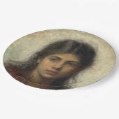 赤いショールを着た少女(Alexei Harlamoff) ペーパープレート (アングル)