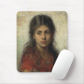赤いショールを着た少女(Alexei Harlamoff) マウスパッド (マウス)