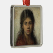 赤いショールを着た少女(Alexei Harlamoff) メタルオーナメント (右)