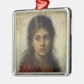 赤いショールを着た少女(Alexei Harlamoff) メタルオーナメント (左)