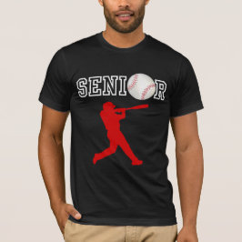 赤いシルエットのシニア野球選手 Tシャツ