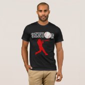 赤いシルエットのシニア野球選手 Tシャツ (正面フル)