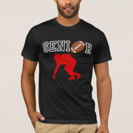 赤いシルエットのシニア・アメリカンフットボール選手 Tシャツ