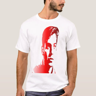 赤いシルエットは、視覚的にインパクトのあるイメージの若い男 Tシャツ