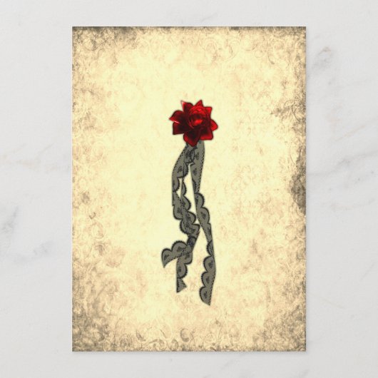 赤いシルクとスカル金ゴールドゴシック式ウェディングレセプション エンクロージャーカード (裏面)