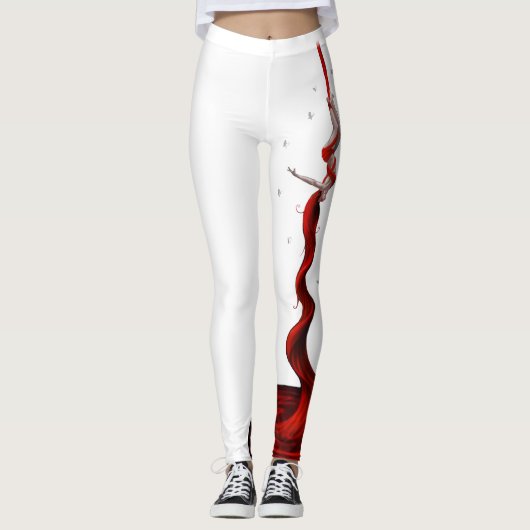 赤いシルクアーティストのレギンス(独身の脚)ヨガパンツ。 レギンス (正面)