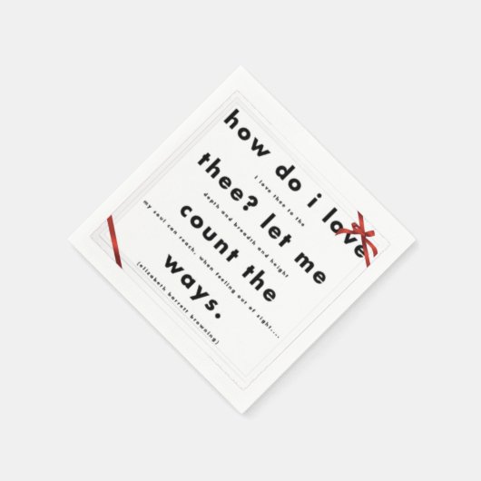 赤いシルクリボンどのように私は紙ナプキンを愛する スタンダードカクテルナプキン (角)