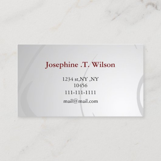 赤いシルバーの前足のプリントと赤いハート 名刺 (裏面)