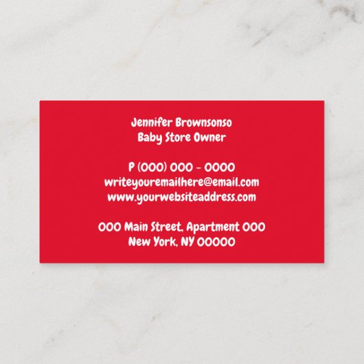 赤いシンプルなタイポグラフィーの子供の遊び場 名刺 (裏面)