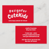 赤いシンプルなタイポグラフィーの子供の遊び場 名刺 (正面/裏面)