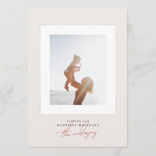 赤いシンプルエレガントメリーのクリスマス写真フレーム シーズンカード (正面)