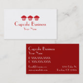 赤いシンプルカップケーキのベーカリーの名刺 名刺 (正面/裏面)