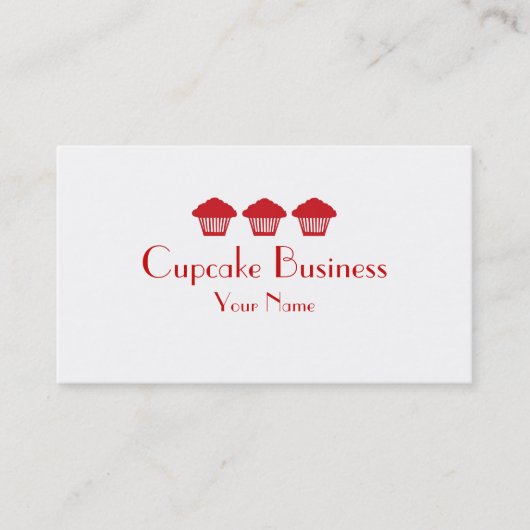 赤いシンプルカップケーキのベーカリーの名刺 名刺 (正面)
