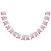 赤いシンプルピンクのキラキラ星があなたのテキストを追加 バンティングフラッグ (全)