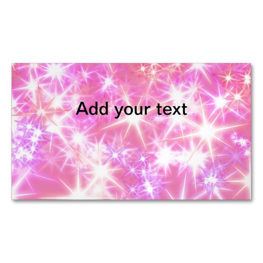 赤いシンプルピンクのキラキラ星があなたのテキストを追加 マグネット名刺 (正面)
