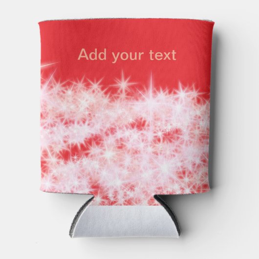 赤いシンプルピンクの輝く輝く星があなたのテキストを追加 缶クーラー (正面)