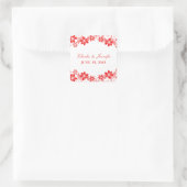 赤いシンプルフローラ結婚式用シール スクエアシール (バッグ)