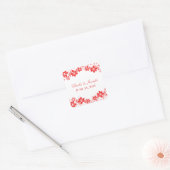 赤いシンプルフローラ結婚式用シール スクエアシール (封筒)