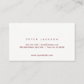 赤いシンプルブルゴーニュ色のソムリエ 名刺 (裏面)