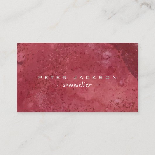赤いシンプルブルゴーニュ色のソムリエ 名刺 (正面)
