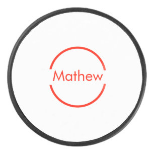 赤いシンプル丸あなたの名前の文字を追加文字 アイスホッケーパック