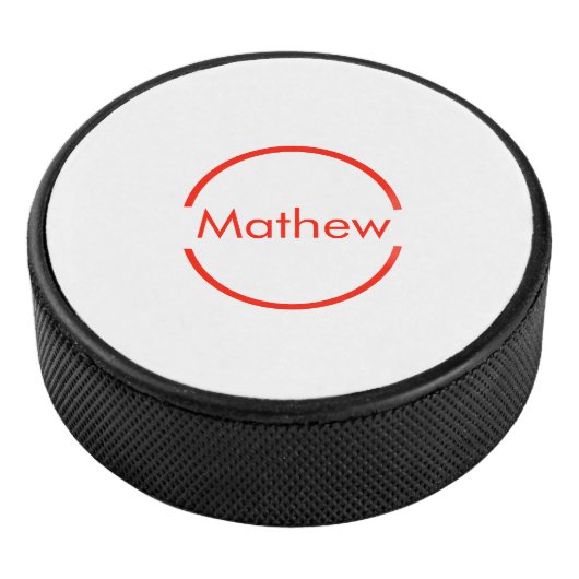 赤いシンプル丸あなたの名前の文字を追加文字 アイスホッケーパック (3/4)