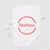 赤いシンプル丸あなたの名前の文字を追加文字 ゴルフタオル (インサイチュ)