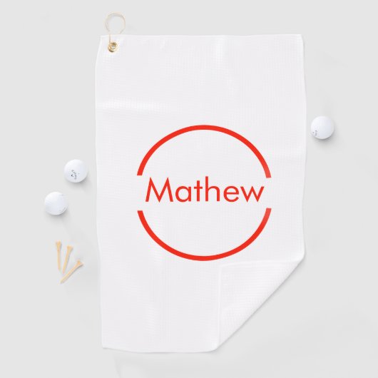 赤いシンプル丸あなたの名前の文字を追加文字 ゴルフタオル (インサイチュ)