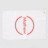 赤いシンプル丸あなたの名前の文字を追加文字 ゴルフタオル (横)