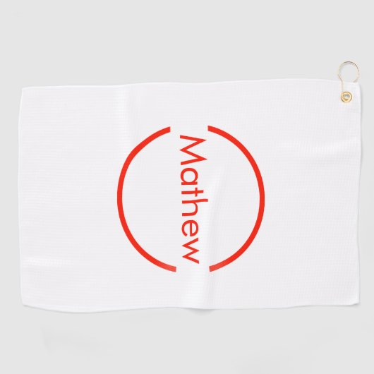 赤いシンプル丸あなたの名前の文字を追加文字 ゴルフタオル (横)