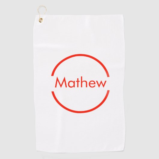 赤いシンプル丸あなたの名前の文字を追加文字 ゴルフタオル (正面)