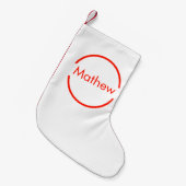 赤いシンプル丸あなたの名前の文字を追加文字 スモールクリスマスストッキング (正面 (吊り時))