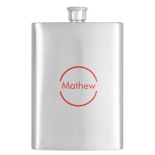 赤いシンプル丸あなたの名前の文字を追加文字 フラスク (正面)