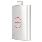 赤いシンプル丸あなたの名前の文字を追加文字 フラスク (左)